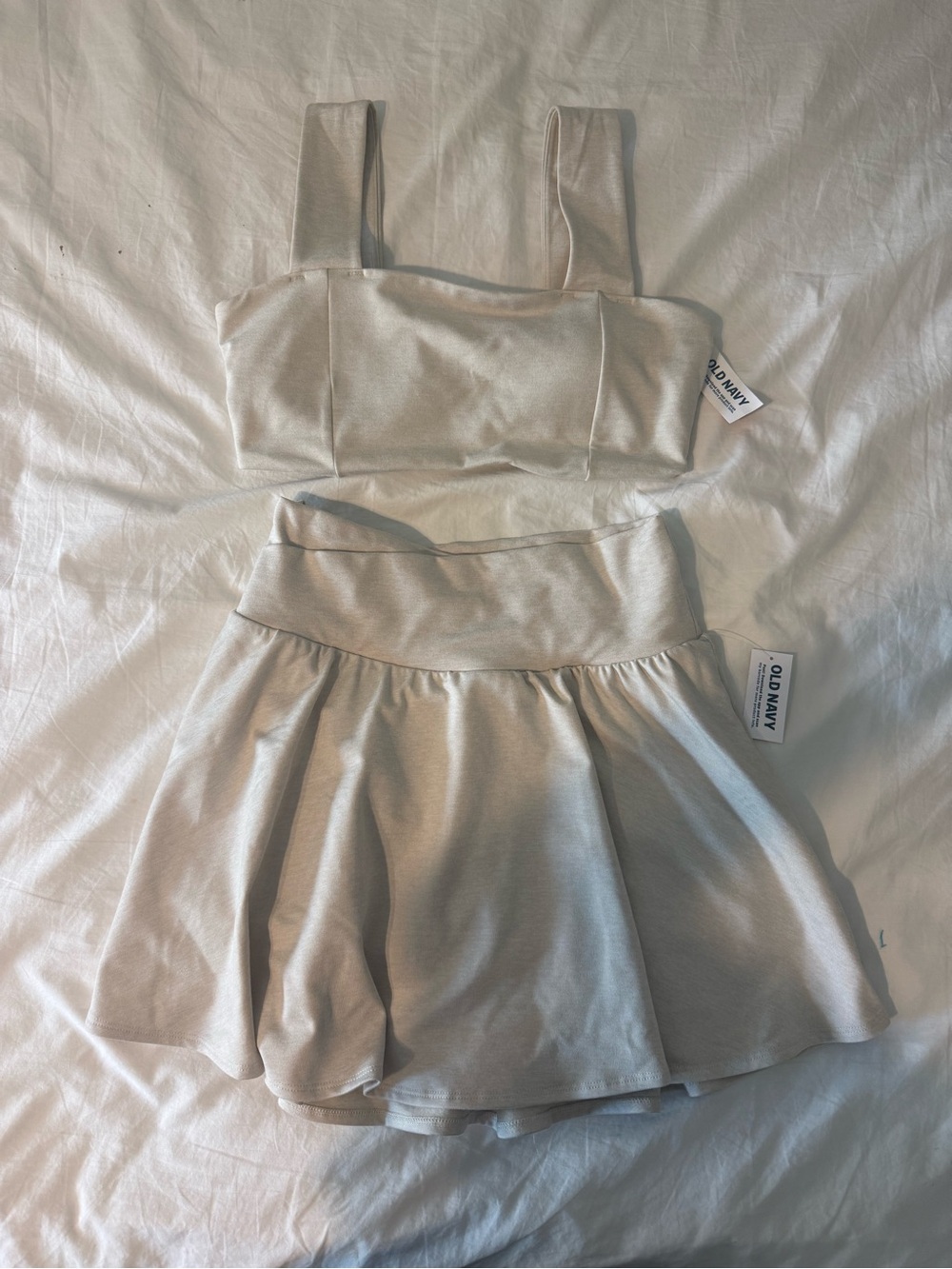 Old Navy Cream Bralette and Flared Skirt Set